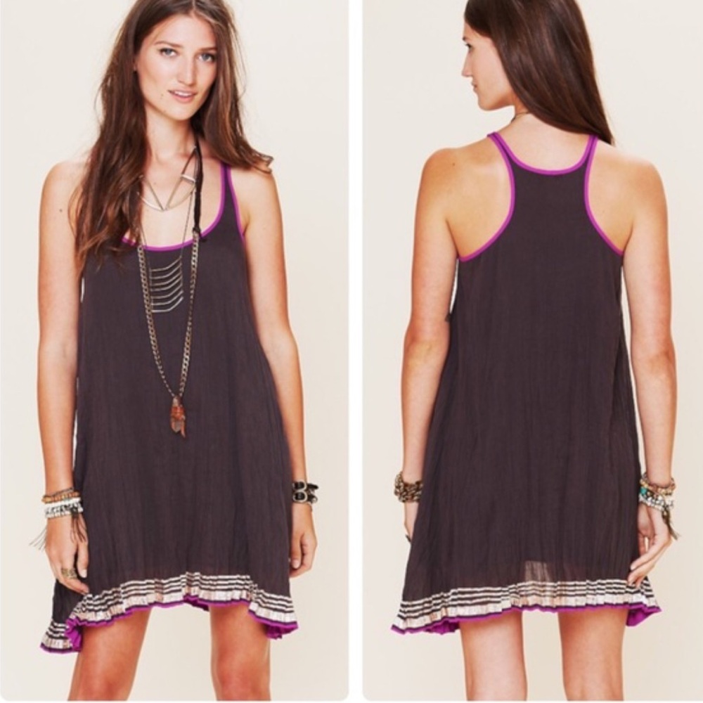 Free People ombré gauze tank mini dress w/ metallic accents. Women’s XS